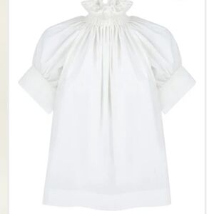 MONICA NERA White Ruffled Blouse